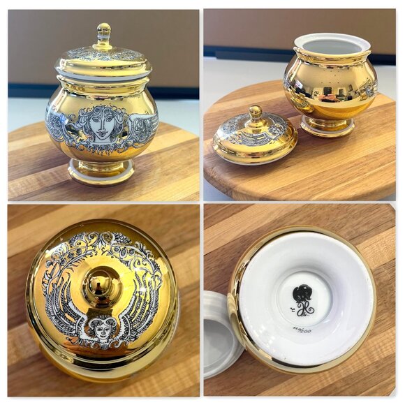 Rare Vintage Hollóháza Art Deco Porcelain Hand-Painted w/24K Gold 17-Pc. Tea Set - Picture 6 of 16